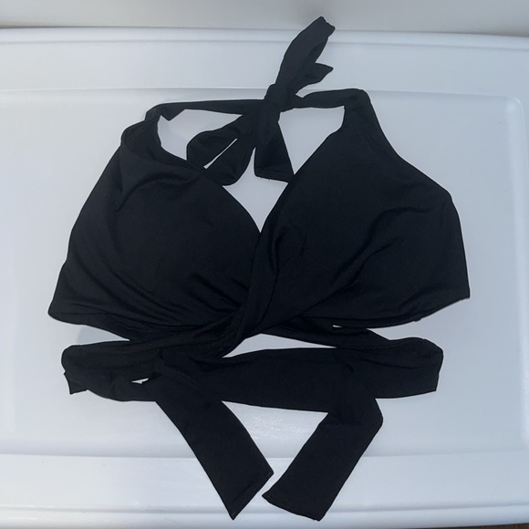 ATHLETA BRA CUP WRAP HALTER BIKINI Swim TOP Underwire Black Women’s Size 34 B/C - Picture 2 of 10